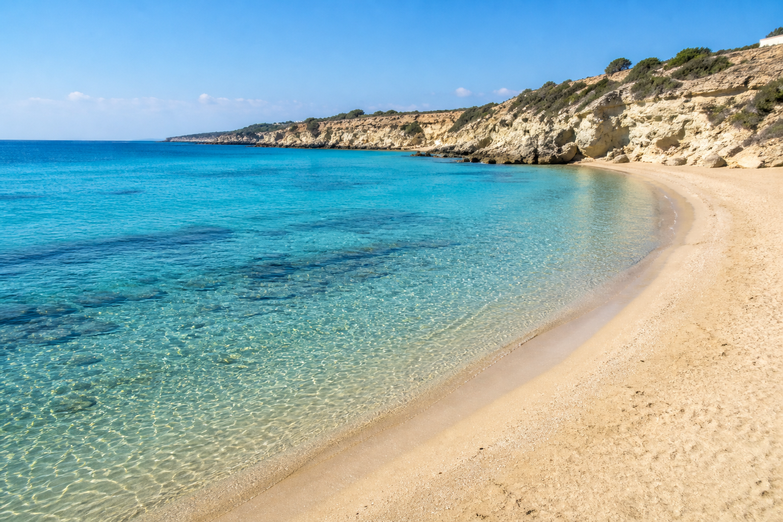 Coral Bay, Paphos — sandy bay with calm shallow water